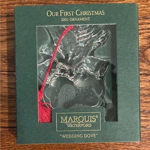 Marquis By Waterford - 2001 Our First Christmas - Wedding Dove - Tree Ornament